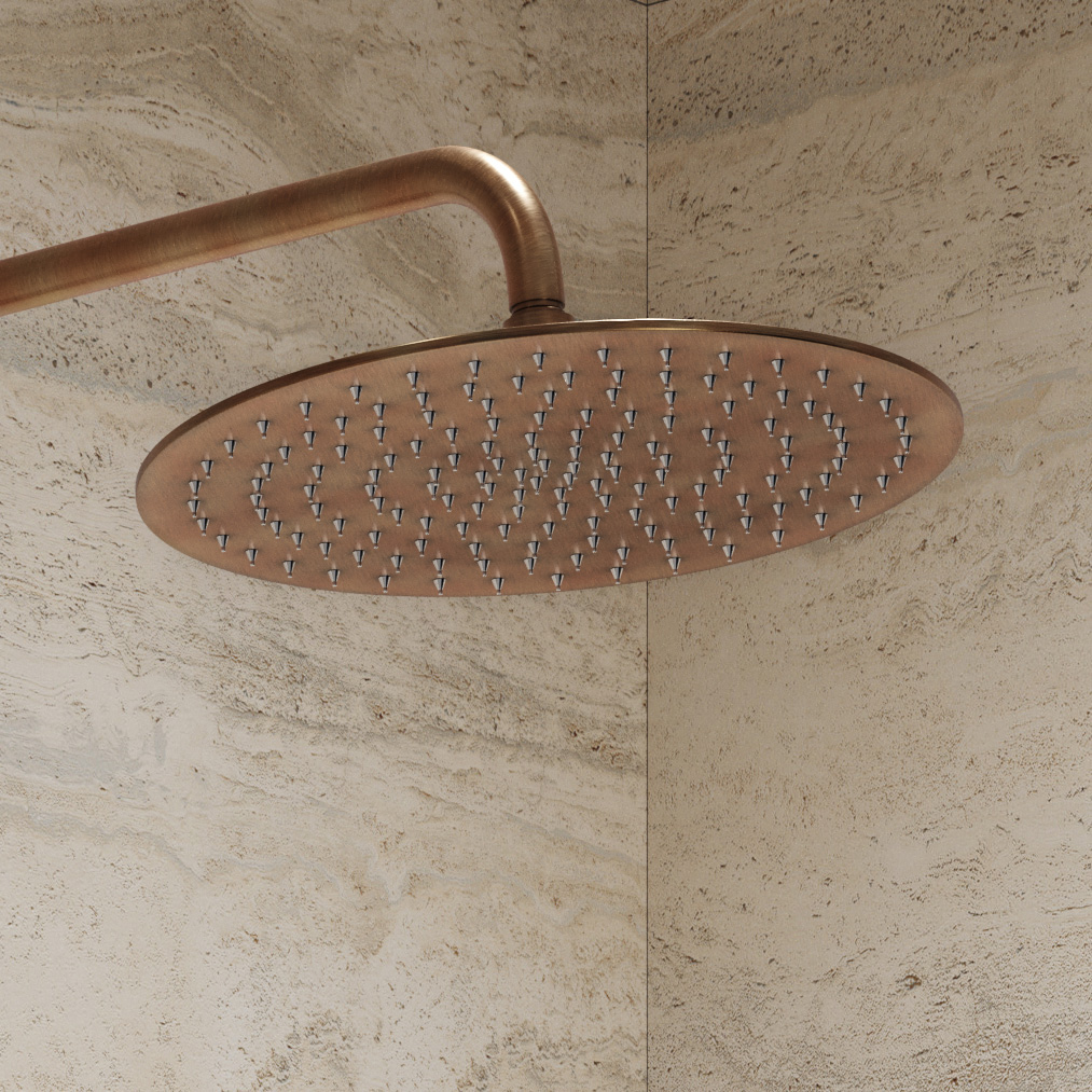 Saniclear Evolution Curved opbouw regendouche verouderd messing met 30cm hoofddouche en 2 standen handdouche