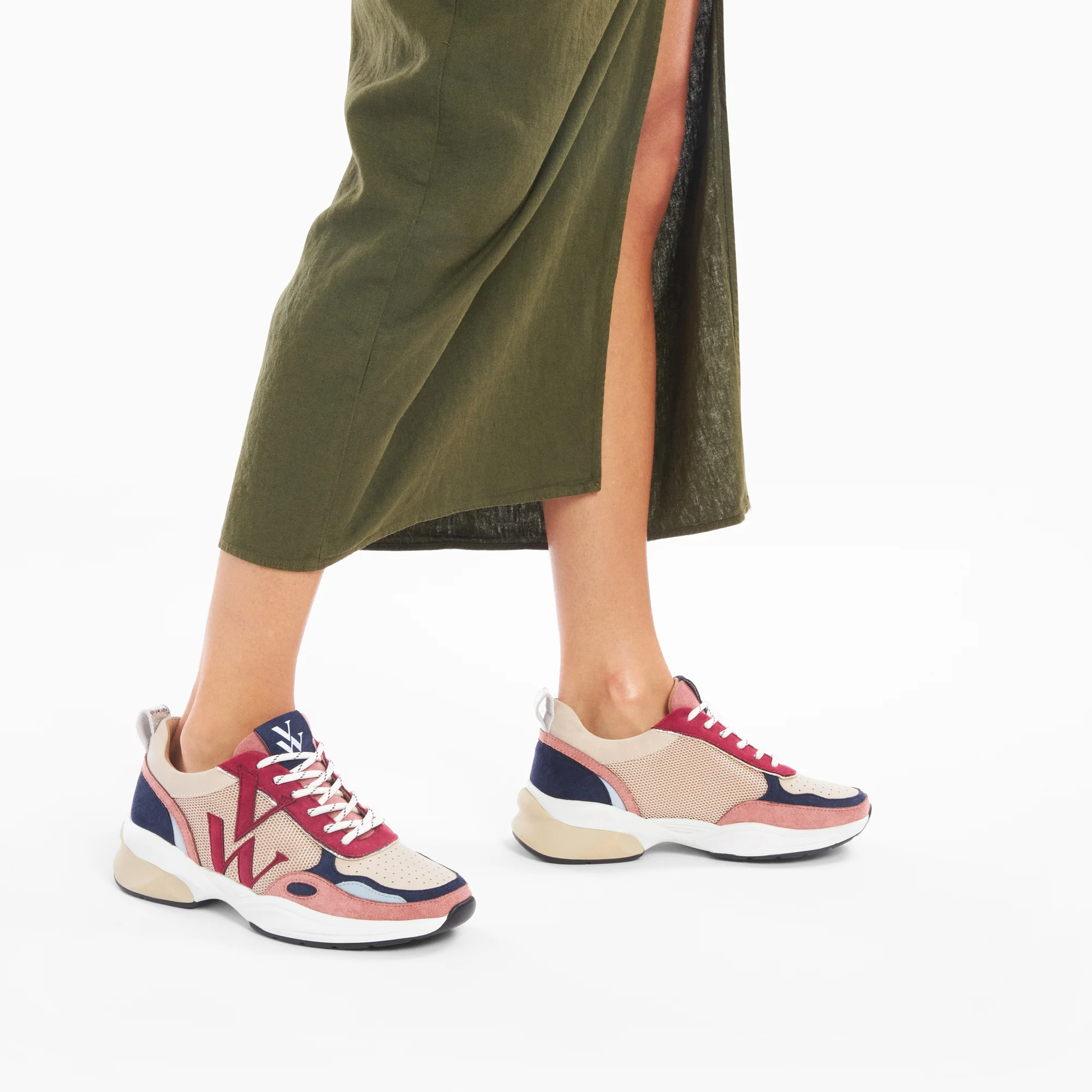 Sneakers-Baskets monogramme Orlanne rose et beige