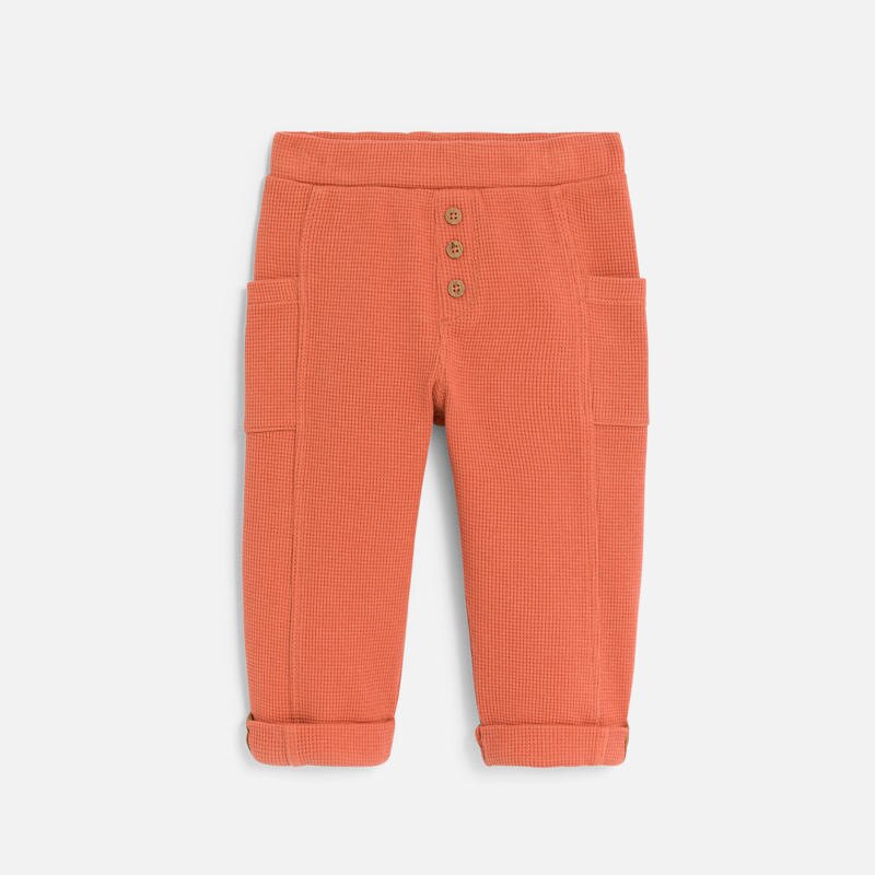 Pantalon coton souple fantaisie terracotta bébé garçon Orange