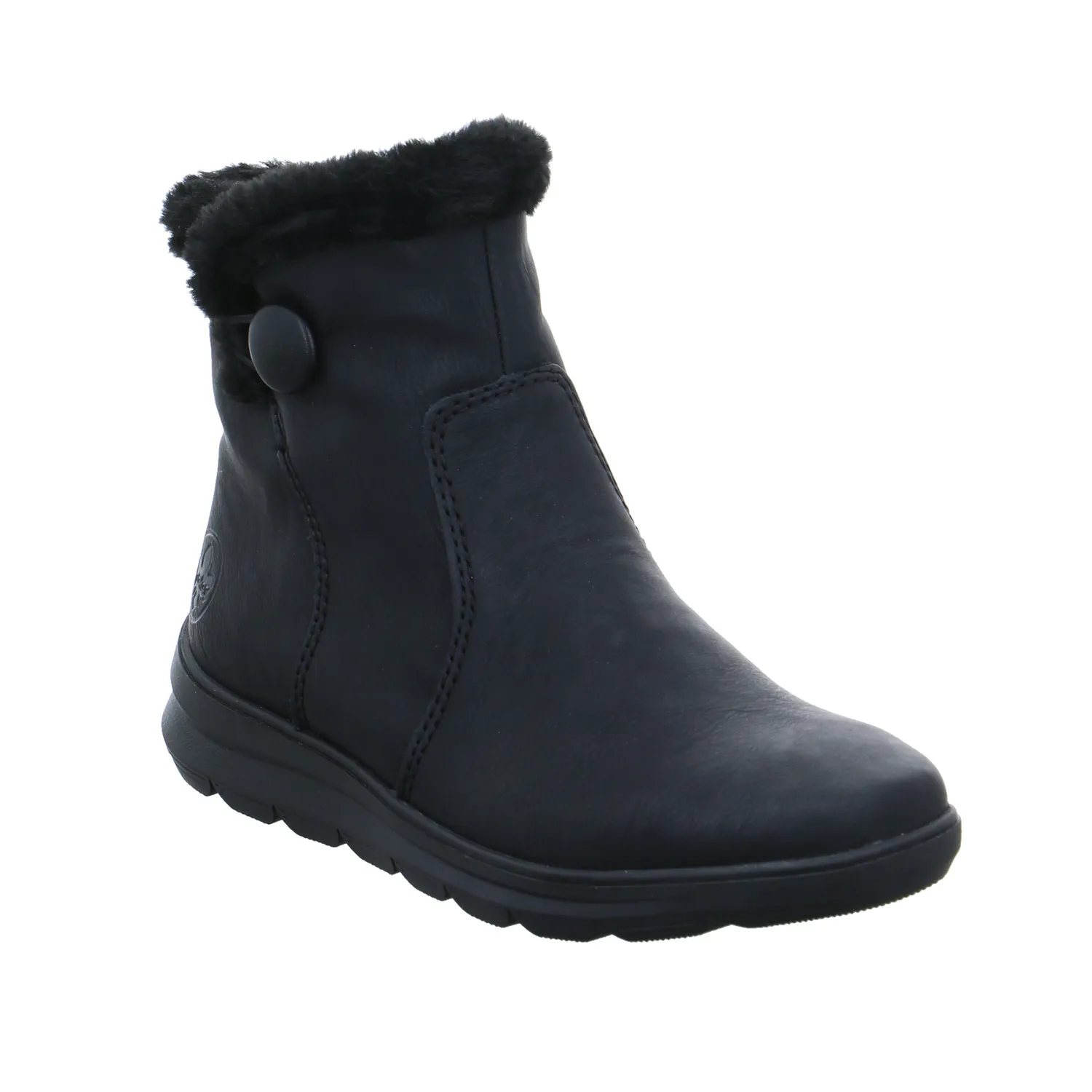 RIEKER Comfort-Stiefelette Schwarz Lederimitat  mit Wechselfussbett