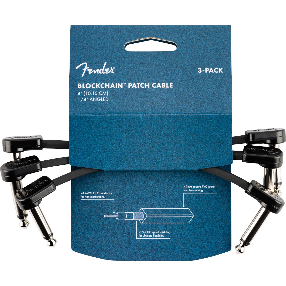 Fender Blockchain 4” Patch Cables Angle/Angle 10 cm (3 stuks)