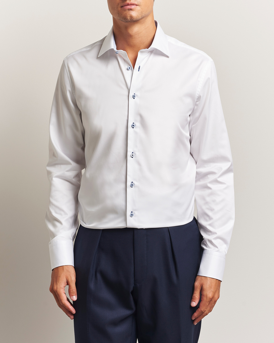 Stenströms Regular Fit Contrast Cut Away Shirt White