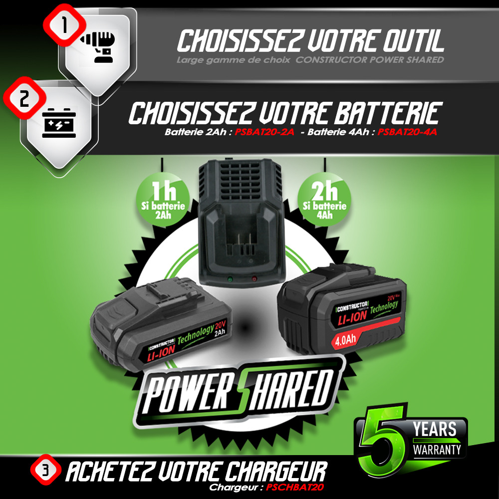 Taille haies sur perche 20v max sans batterie - lame 51cm - constructor