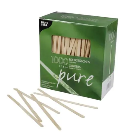 Pap Star Rührstäbchen, Holz pure , 14 cm x 5 mm 1000 Stück