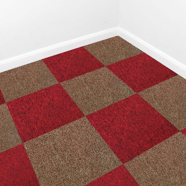 40 x Tæppefliser 10m2 / Skarlagenrød & Sand