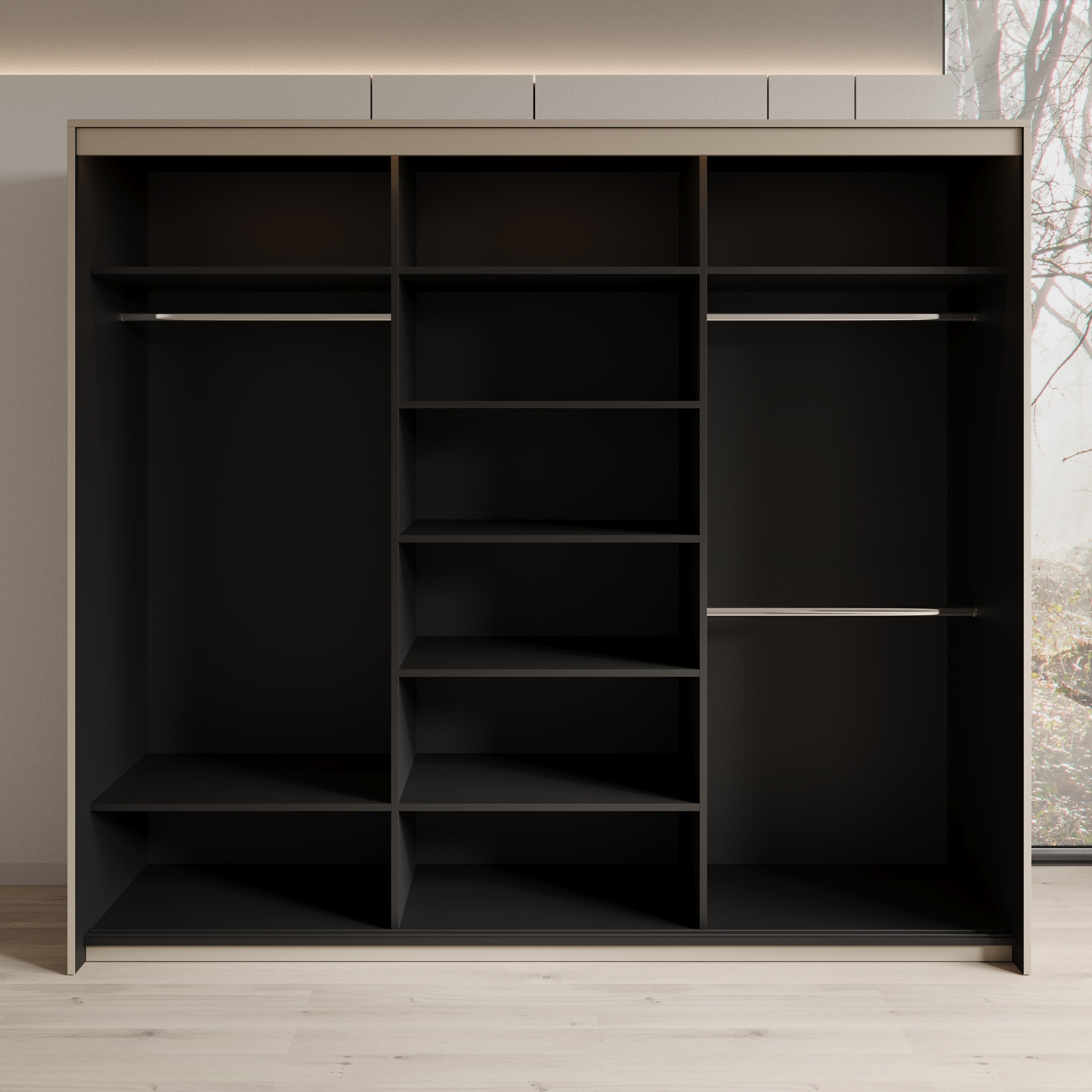 Timoteo - Kledingkast met schuifdeuren - Beige - 250x63x222 cm