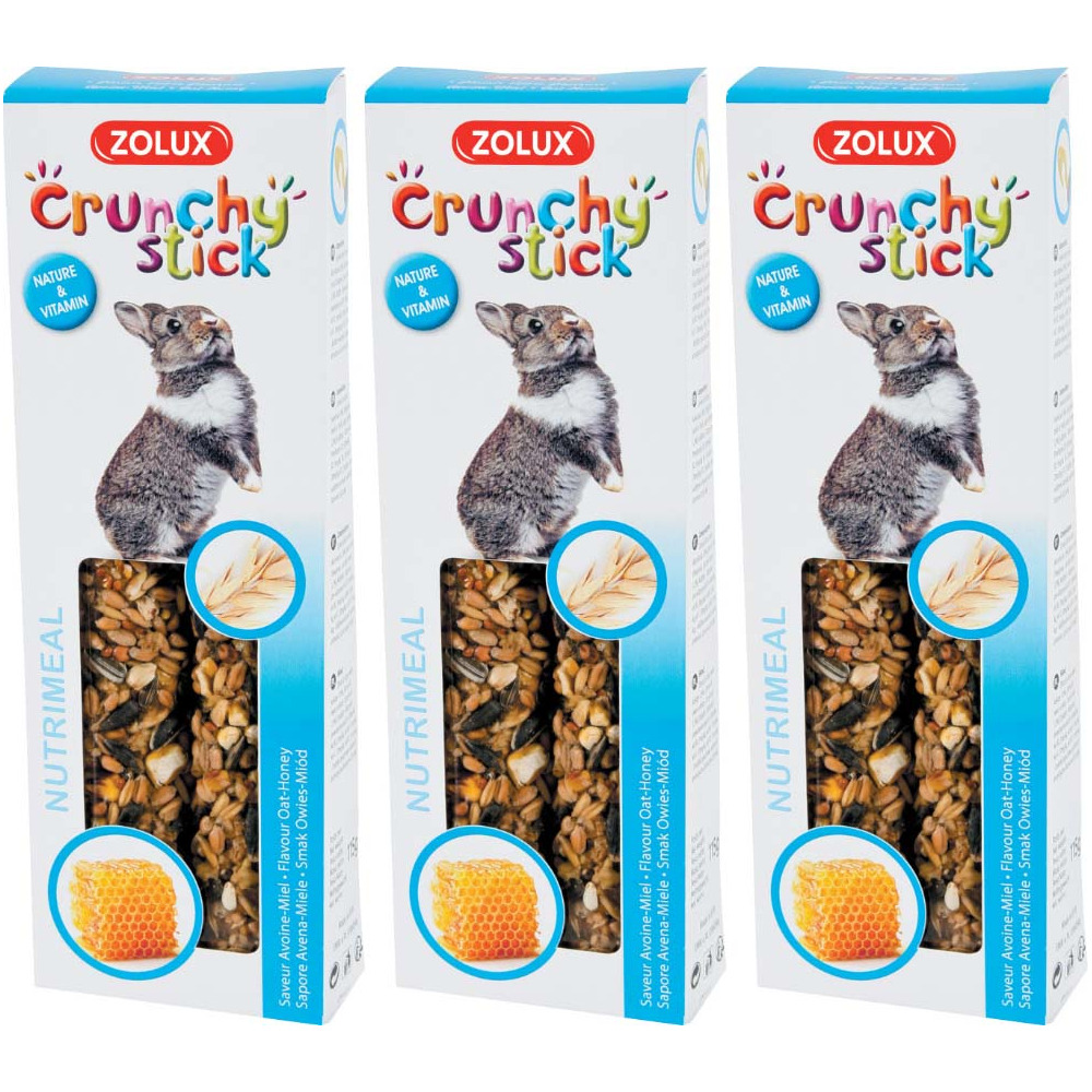 Crunchy stick pour lapin saveur avoine et miel (lot de 3
