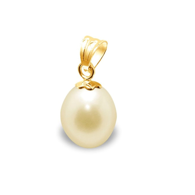 Pendentif Perle de Culture d'eau douce Dorée et Or Jaune 750/1000