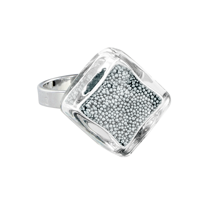 Bague en verre soufflée - Losange Nano Billes