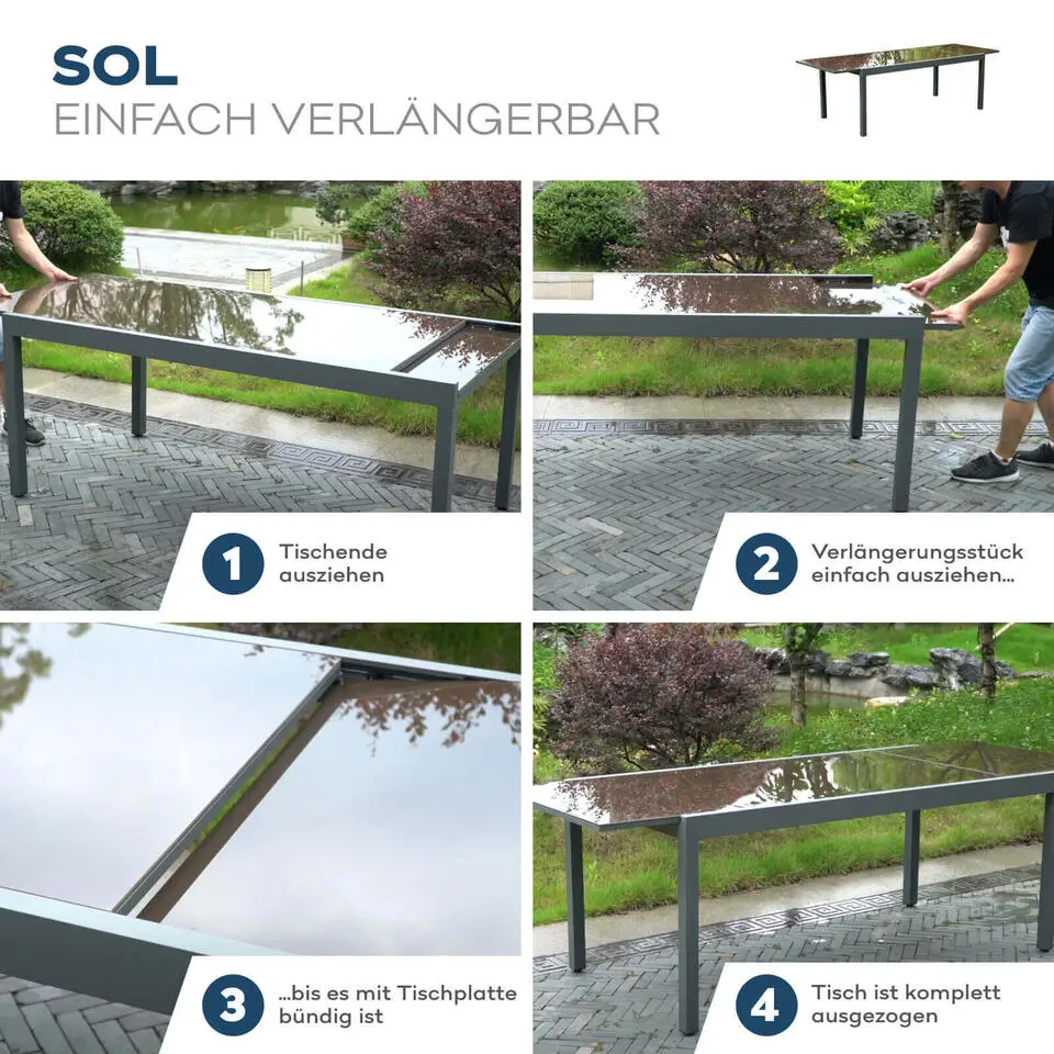 HOME DELUXE tuintafel SOL - 240cm - Grijs