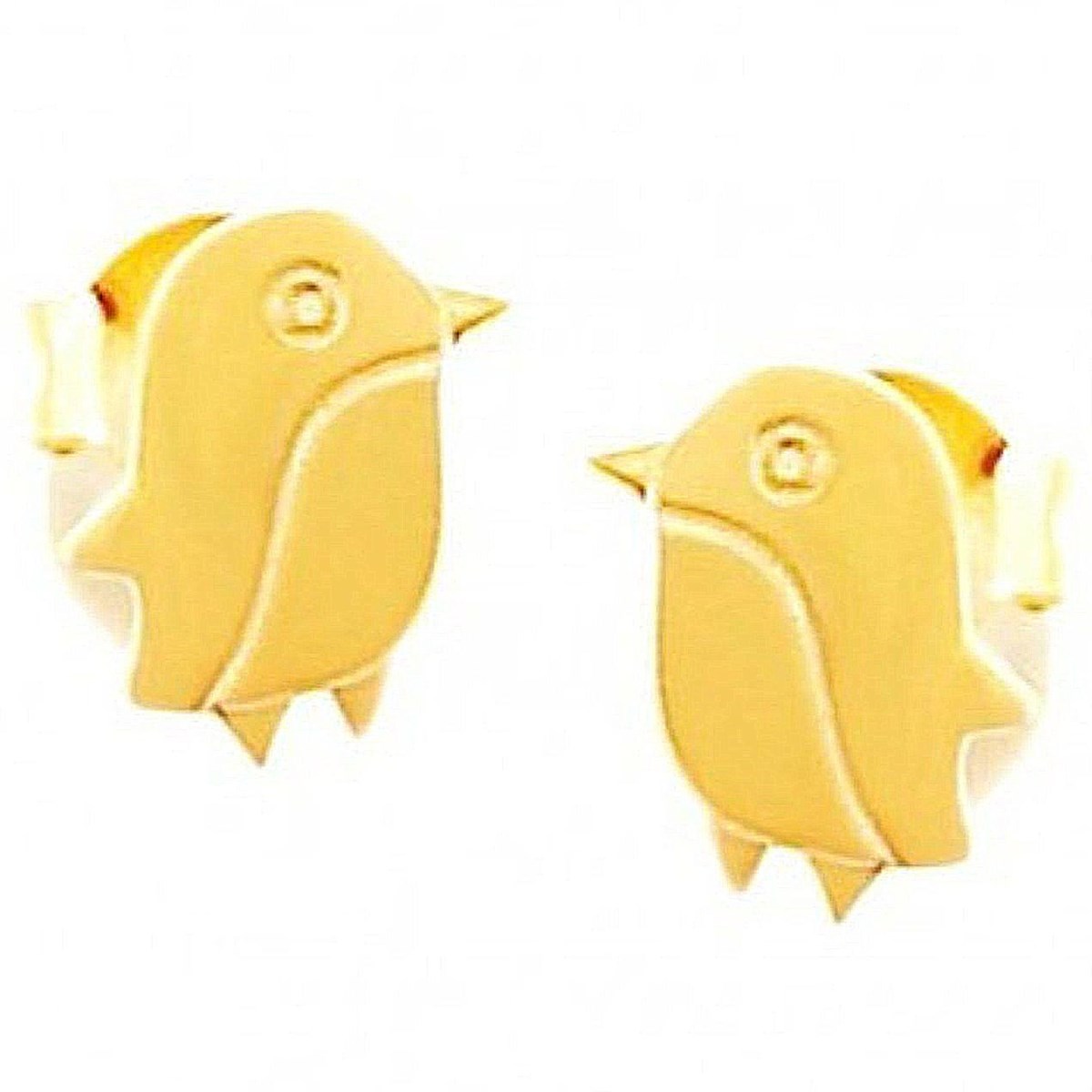Boucles d'oreilles femme enfant mignon pingouin manchot en plaqué or