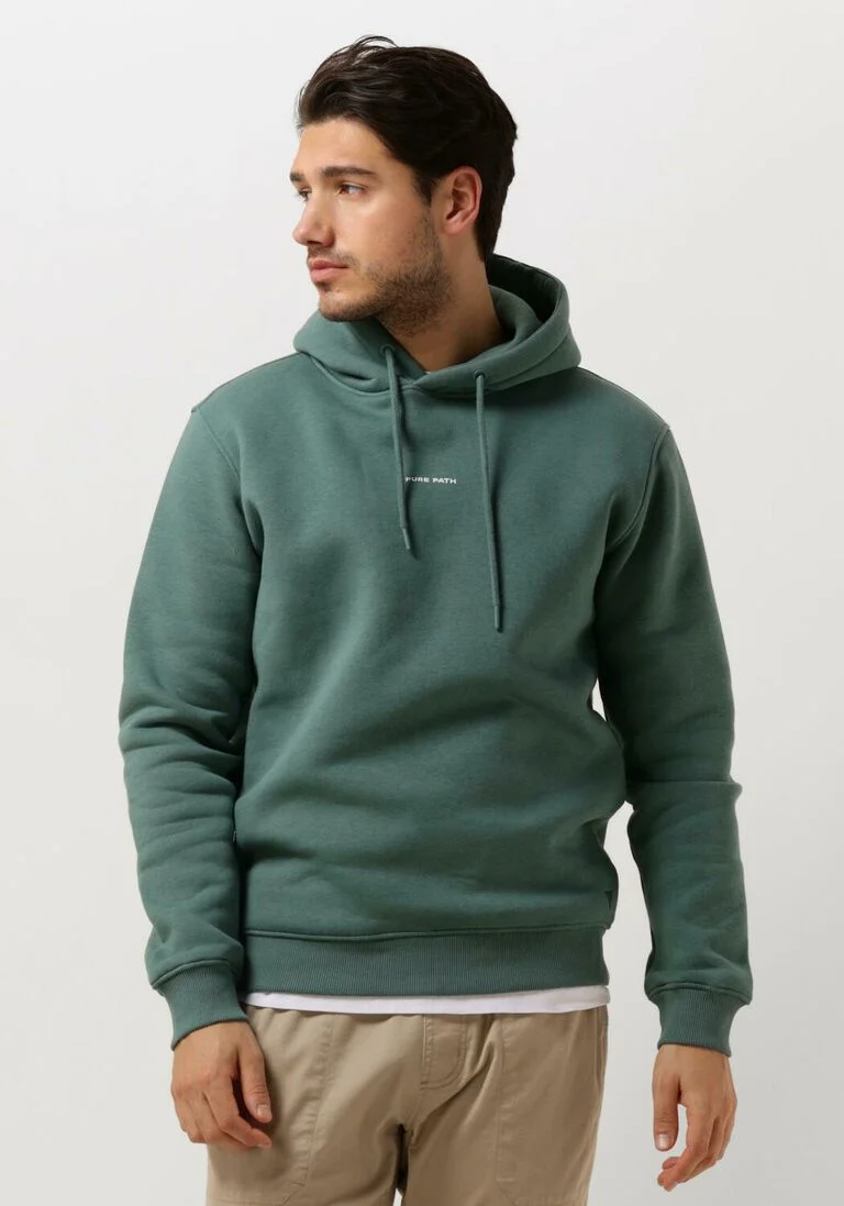 PURE PATH groene pure path trui hoodie with front and triangle back print