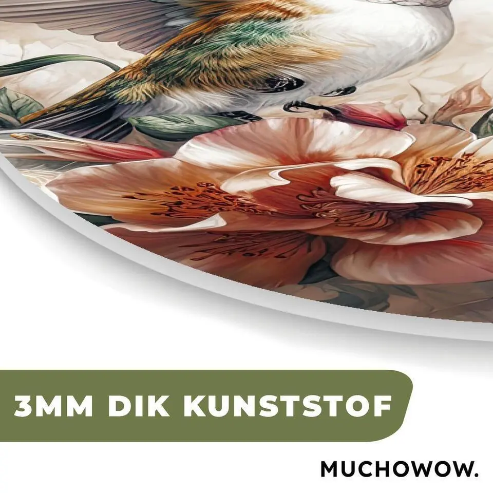 MuchoWow Wand decoratie 40x60cm Kolibrie Vogels Bloemen