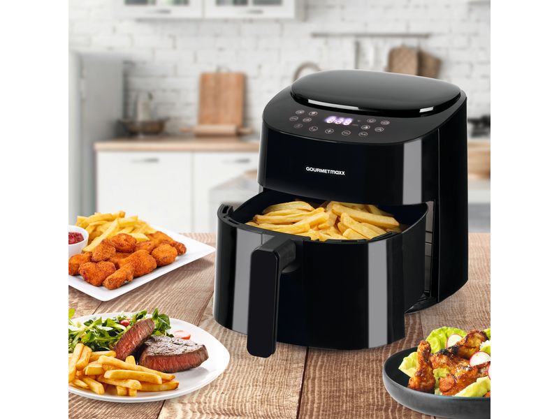 GOURMETmaxx Heissluft-Fritteuse Digital Schwarz Vielseitiges Kochgerät mit Heissluft