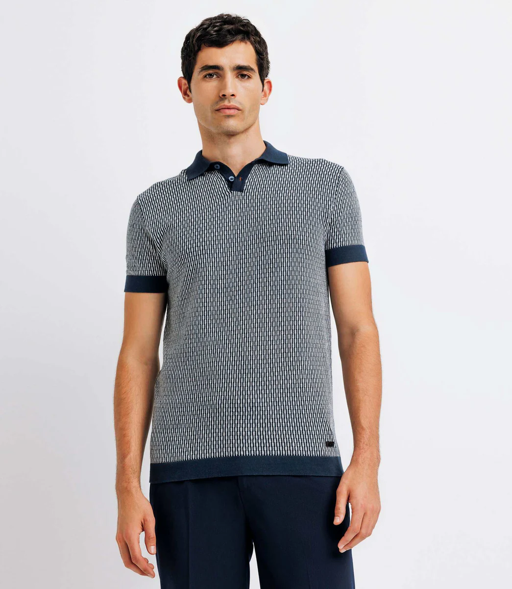 Polo en jacquard marine