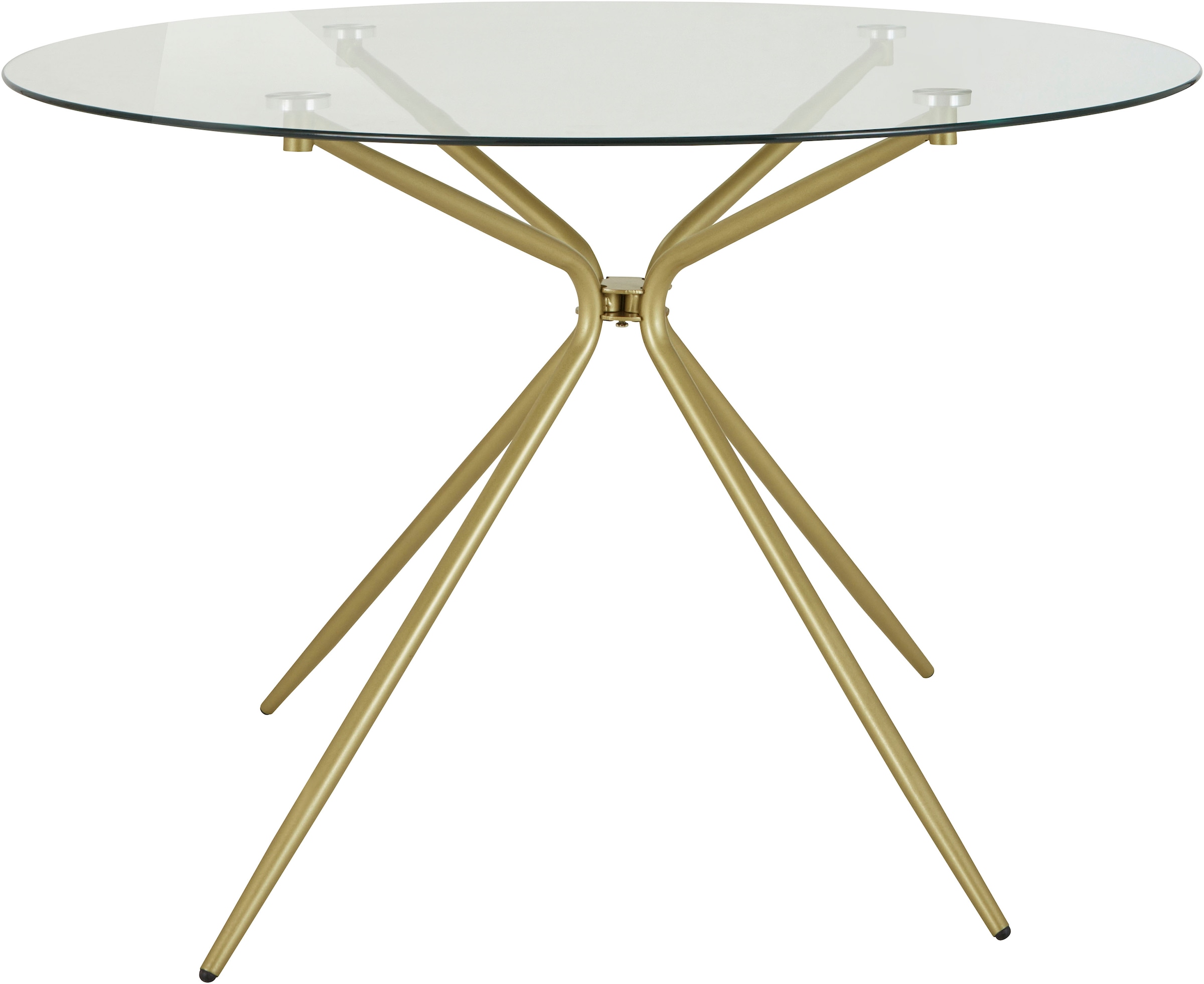 INOSIGN Glastisch »Silvi, TOPSELLER!« Esstisch, Glastisch, Küchentisch, OTTOs Choice,  rund, Ø 110 cm, Metallgestell in messingfarben