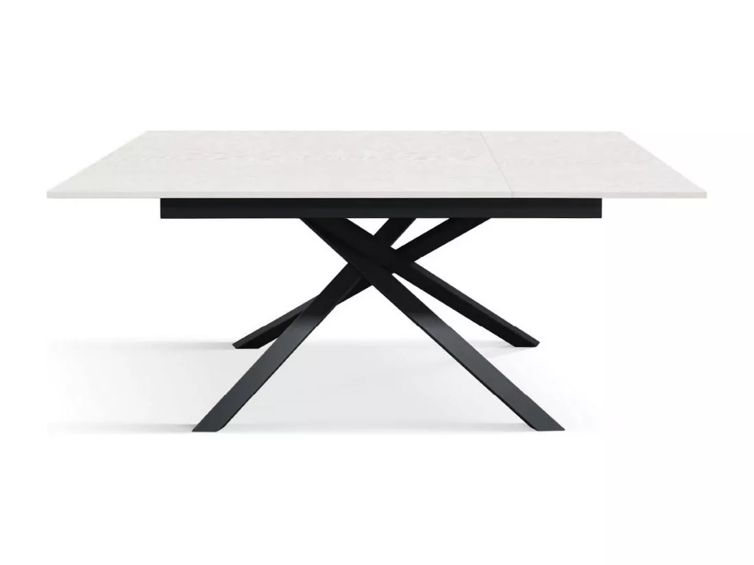 Table en frêne blanc, piètement anthracite, rallonge 160x90-210x90cm - VOLPAIA
