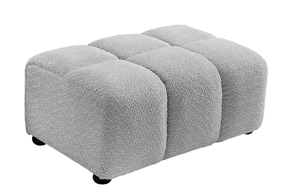Moderner Hocker CLOUD 100cm grau Bouclé Federkern Fußhocker Sitzhocker