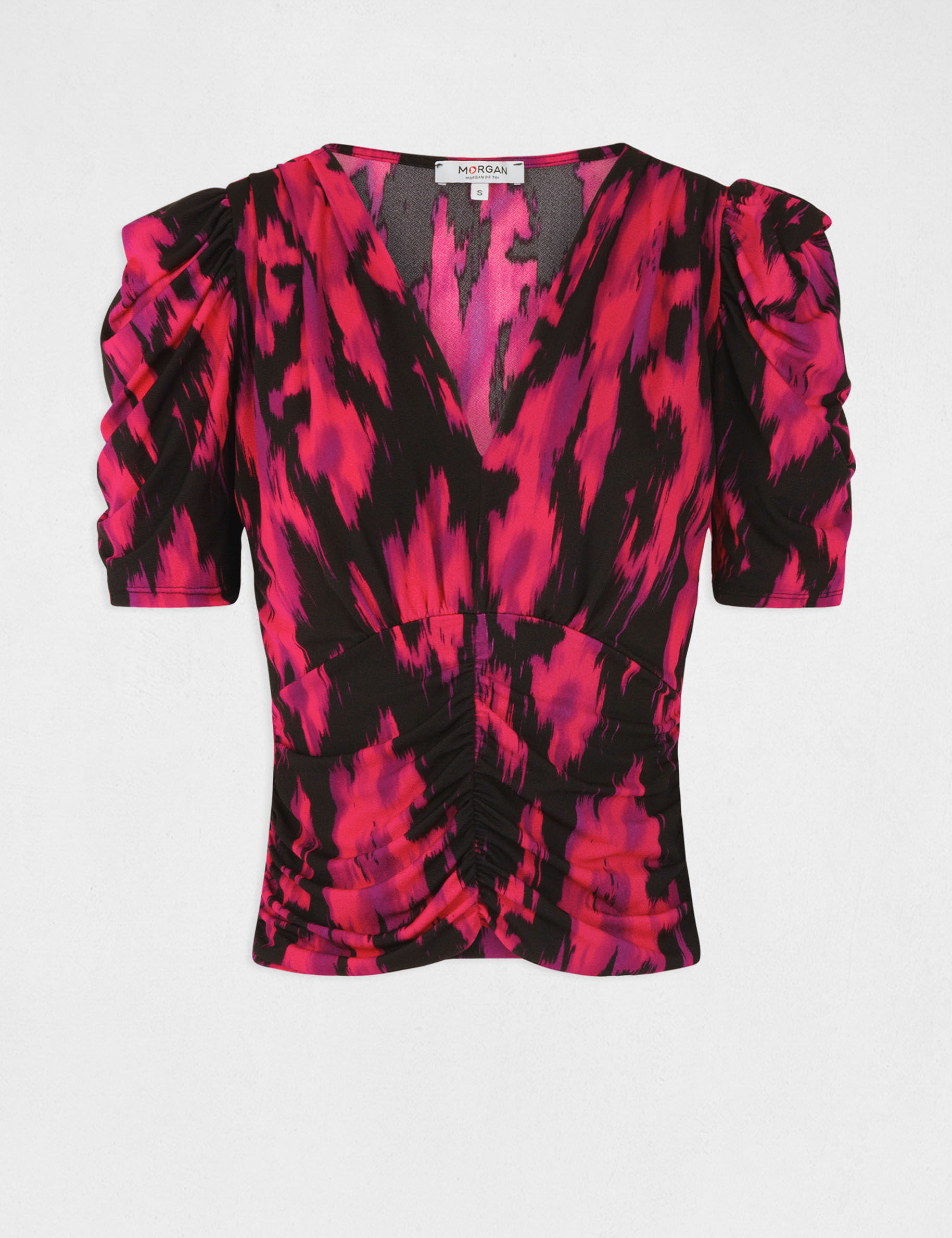 T-shirt manches courtes imprimé abstrait multico femme - multico