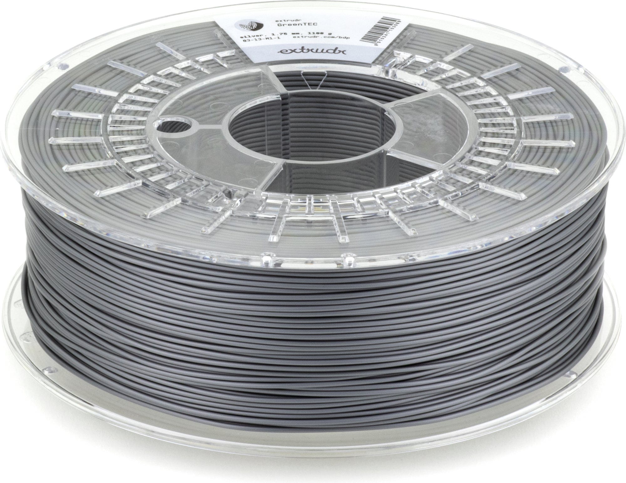 Extrudr  Green-TEC Silber, 1,75 mm / 2500 g    Hochleistungsmaterial mit biologisch-organischer Zusammensetzung