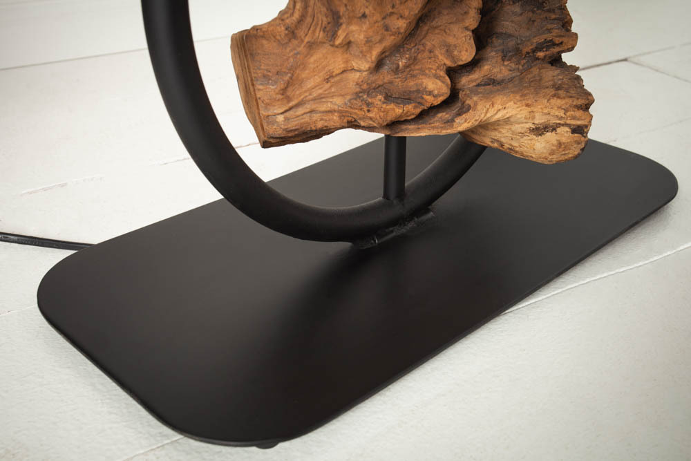 Design Tischlampe ELEMENTS 58cm schwarz Baumwollschirm Fuß mit Massivholz