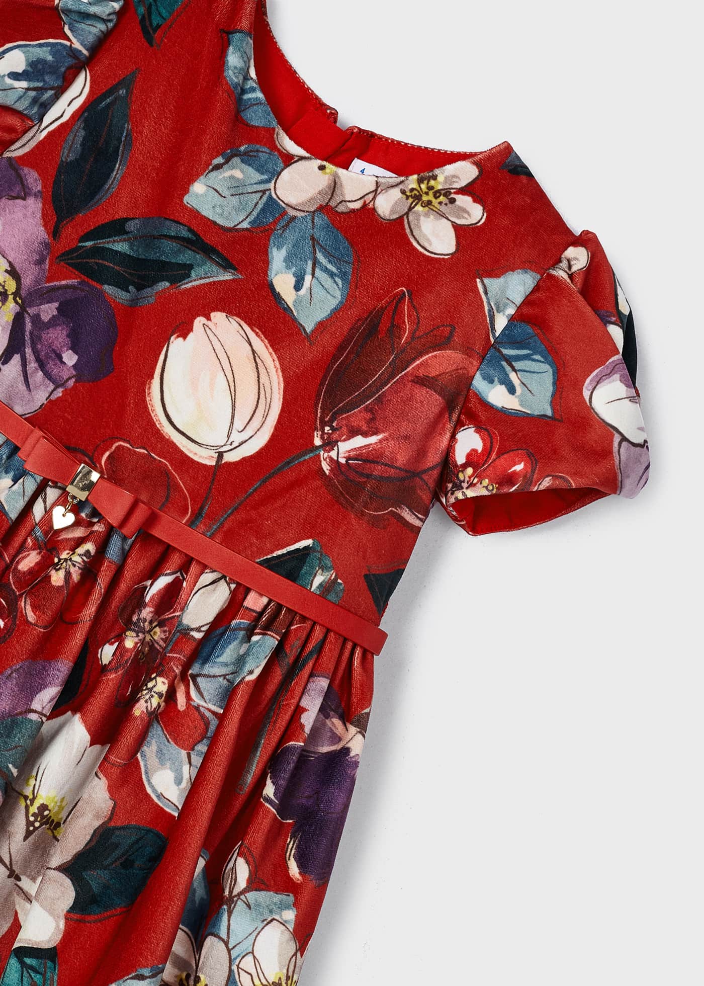 Vestido infantil de veludo estampado