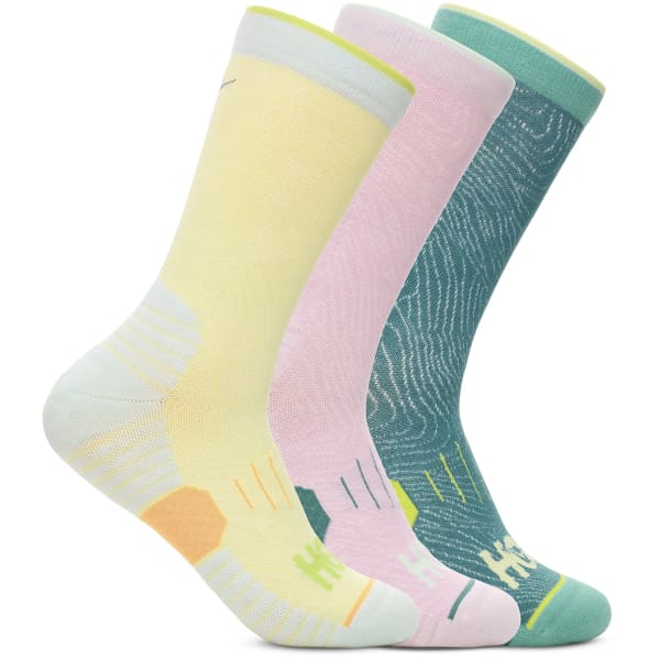 Chaussette running HOKA ONE ONE CREW RUN SOCK 3 PACK CELERY ROOT / PK TWLGHT / OCEANIC