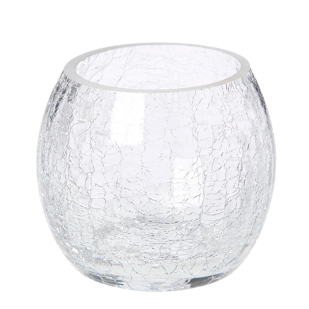 Photophore rond en verre craquelé H 7cm