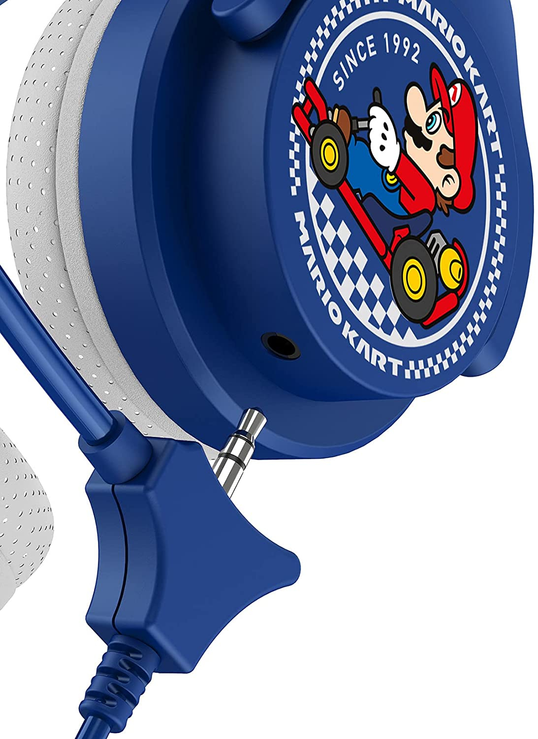 Mario Kart Headset Kinder Kopfhörer On-Ear 85dB Begrenzte Lautstärke (MK0819) mit Mikrofon - Blau