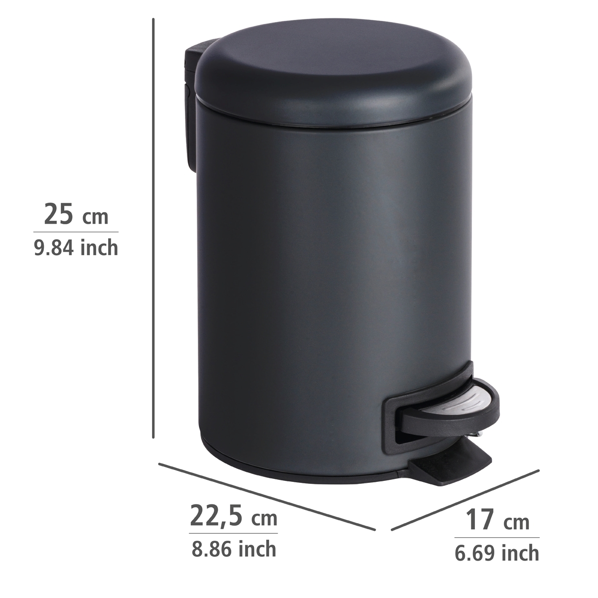Wenko Leman afvalemmer 3 liter zwart mat