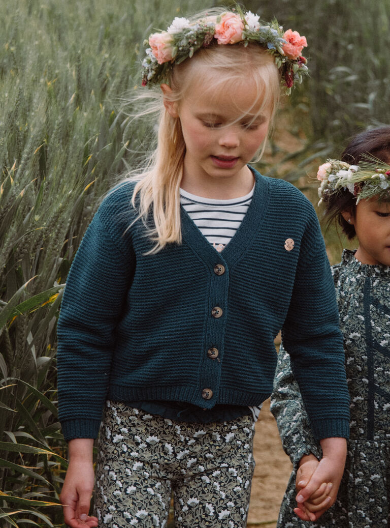 Gilet vert émeraude en maille chenille
