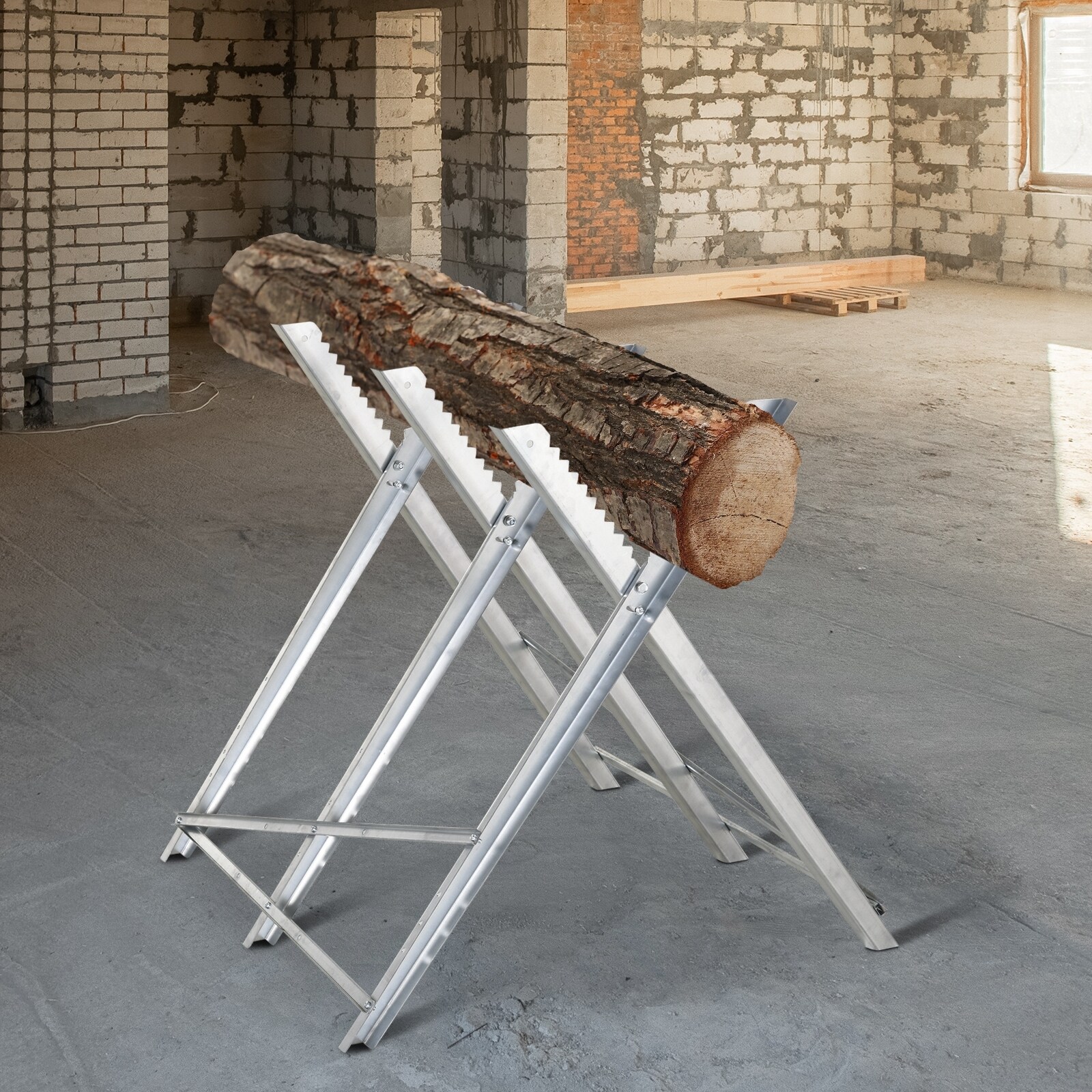 DURHAND Kettensägenbock zusammenklappbar silber 83 x 83 x 79 cm (BxTxH)