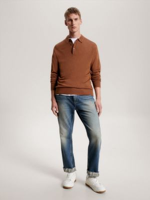 Suéter polo de lã merino fina
