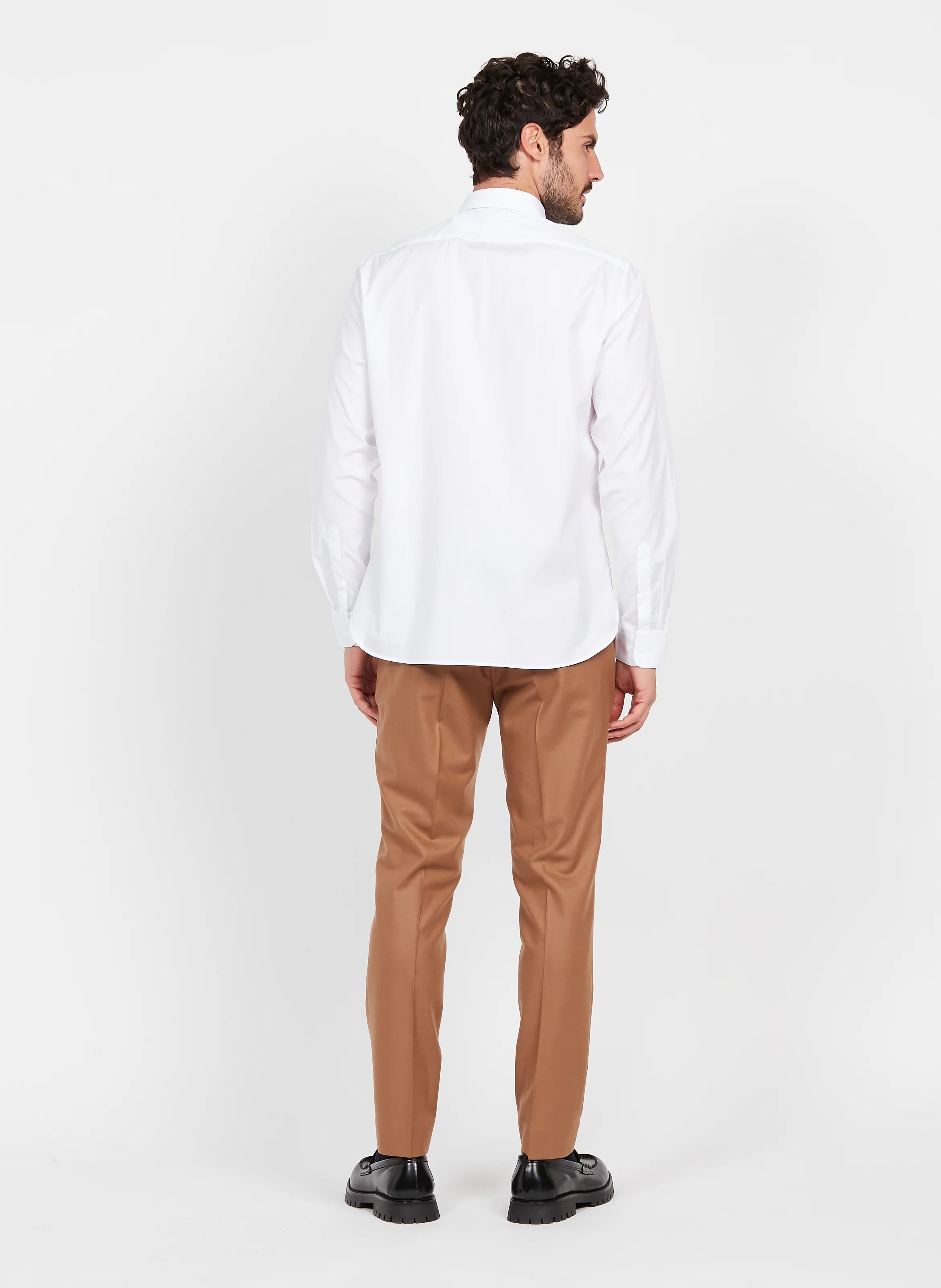 Chemise col classique regular-fit en coton| Blanc