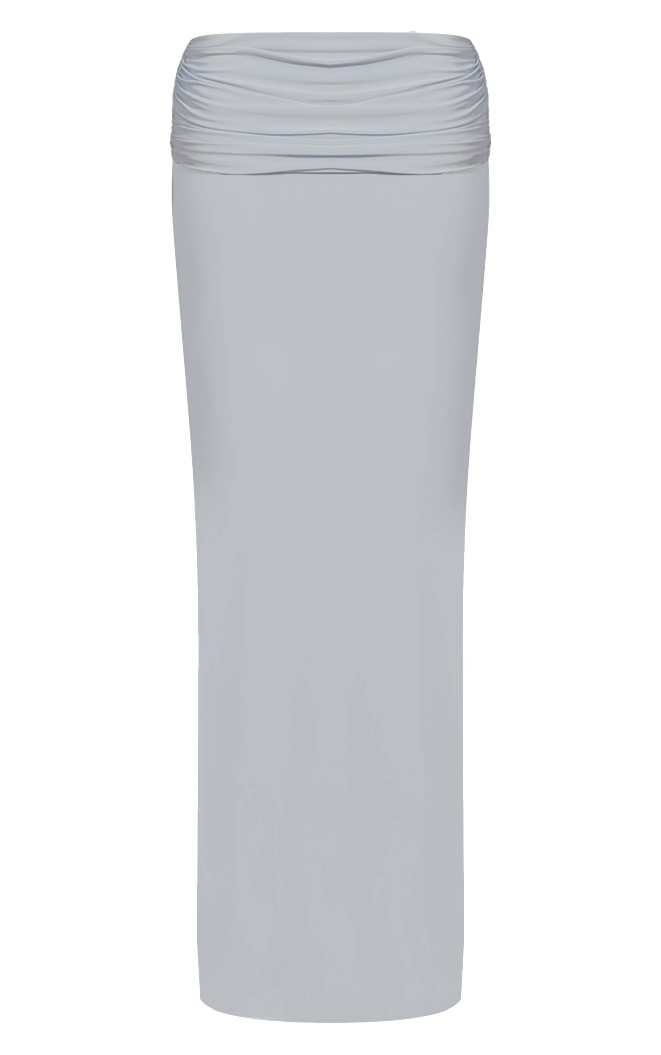 Bleu Layette Jupe Longue Taille Froncée En Jersey Fluide - Ensemble Coordonné