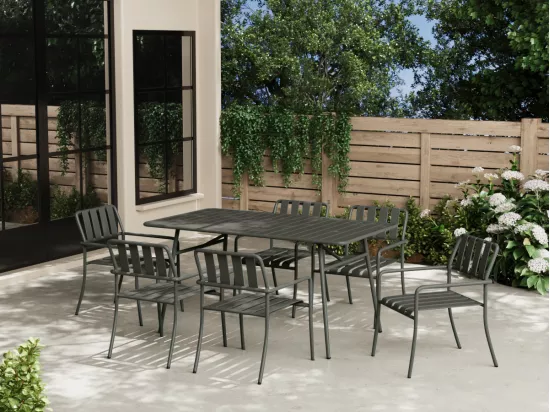 Lot de 2 fauteuils de jardin empilables en métal - Gris anthracite - BIRMOS de MYLIA