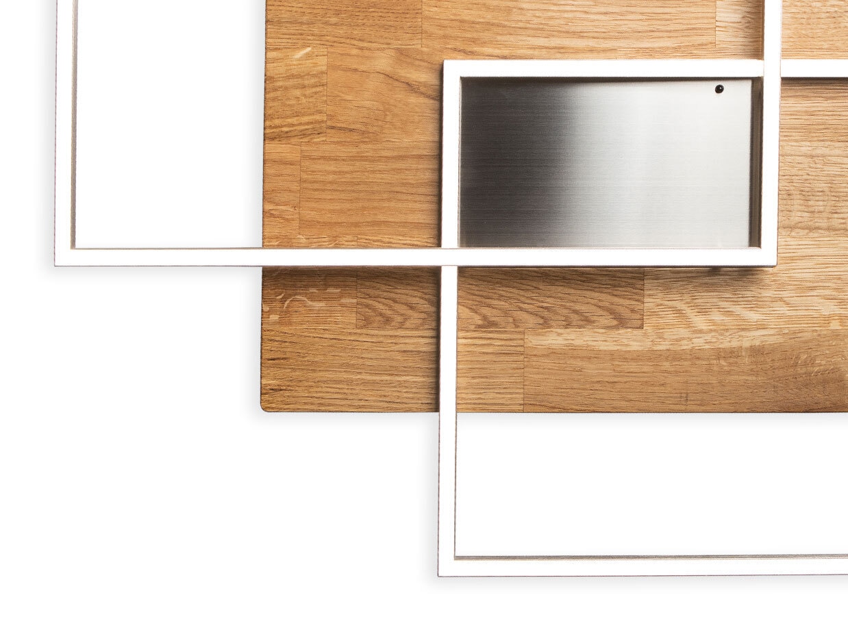 ELOBRA CCT LED Deckenlampe PANAMA 42 x 50 cm Nickelfarbig mit Holz