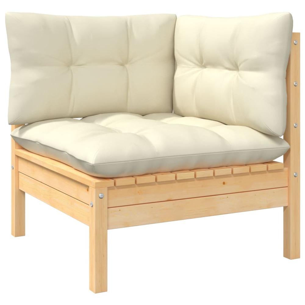 Salon de jardin meuble d'extérieur ensemble de mobilier 12 pièces avec coussins crème bois de pin massif