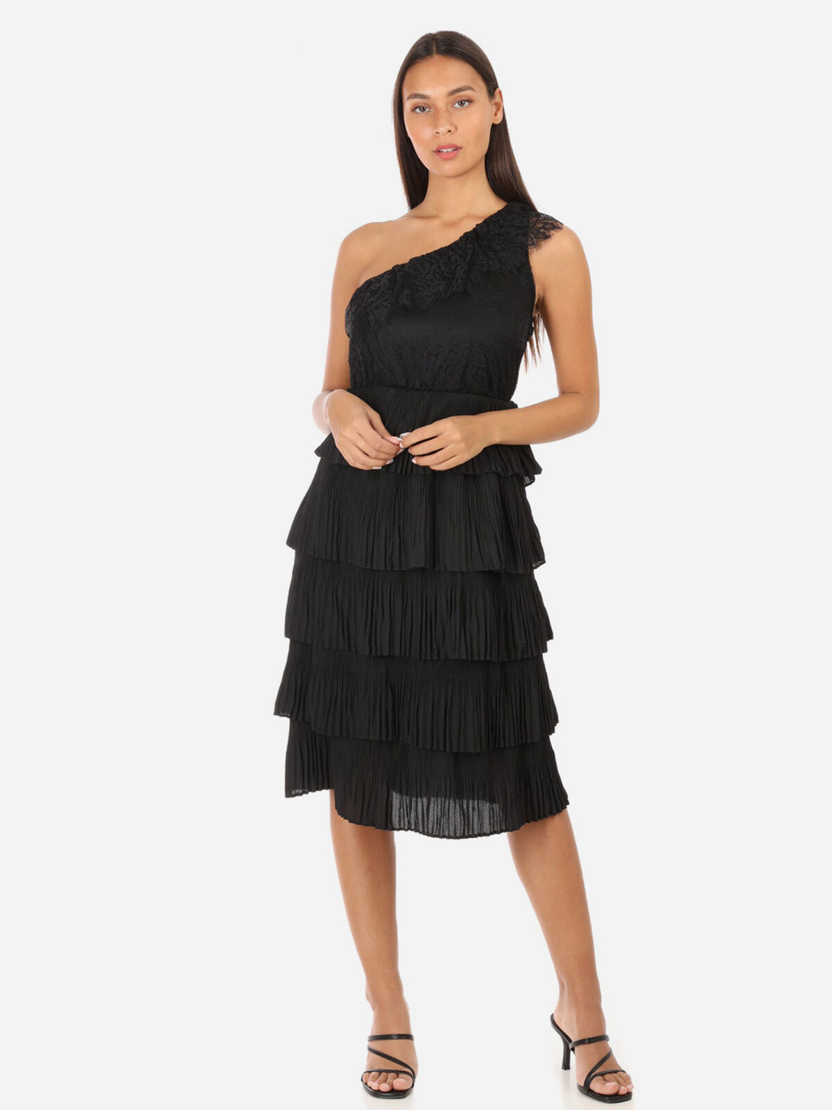 Robe volantée one shoulder- Noir