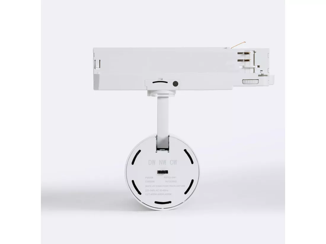 Spot LED sur Rail Triphasé 40W Carlo CCT Blanc (4000K - 5000K - 6000K) Sélectionnable