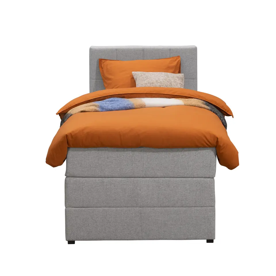 Boxspring met opbergruimte Liv geblokt - lichtgrijs - 90x200 cm