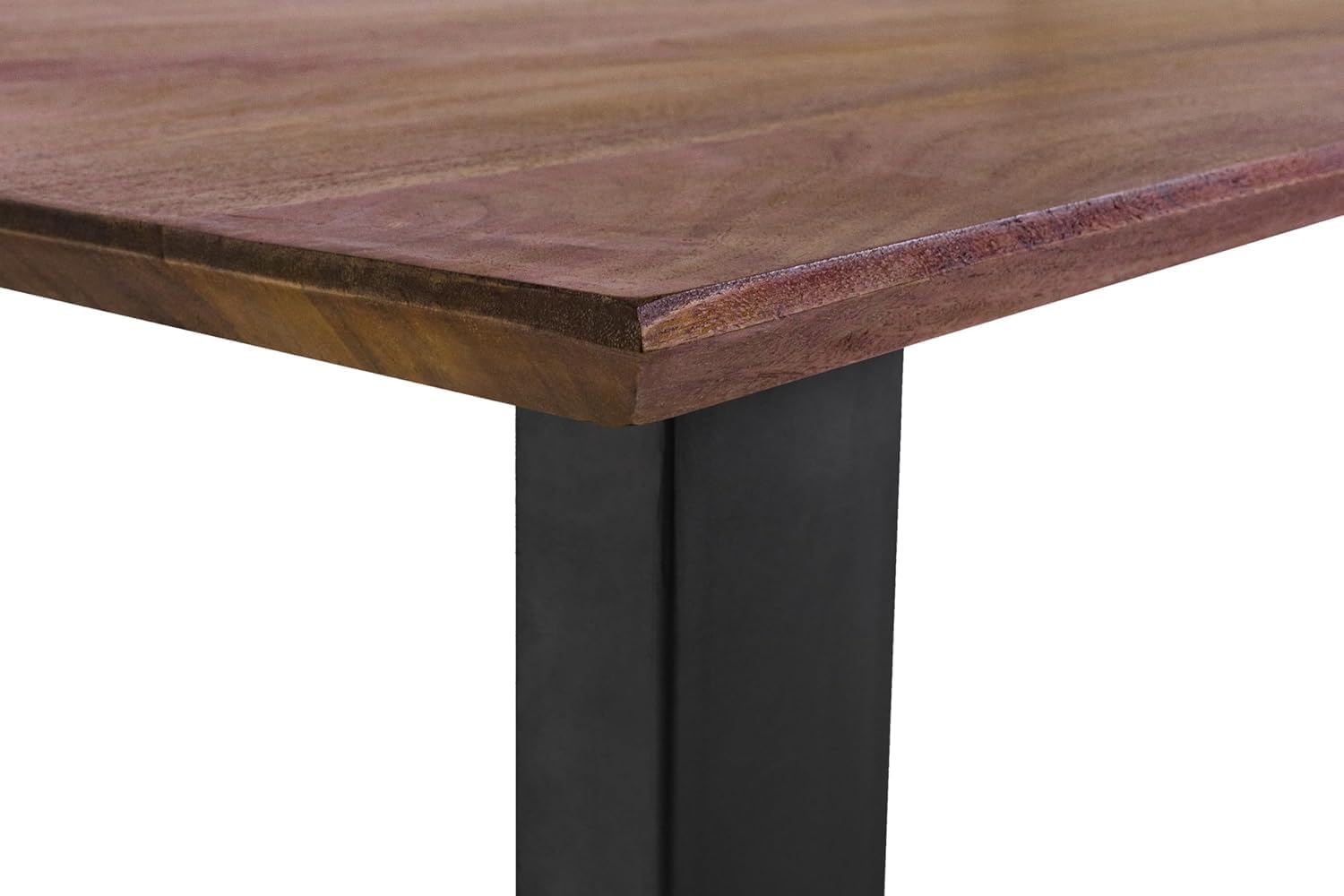 SAM Esstisch 260x100 cm Atlanta, Akazienholz massiv + nussbaumfarben, Esszimmertisch mit Schweizer Kante, U-Metallgestell Schwarz, massiver Holztisch, Tischplatte 26mm