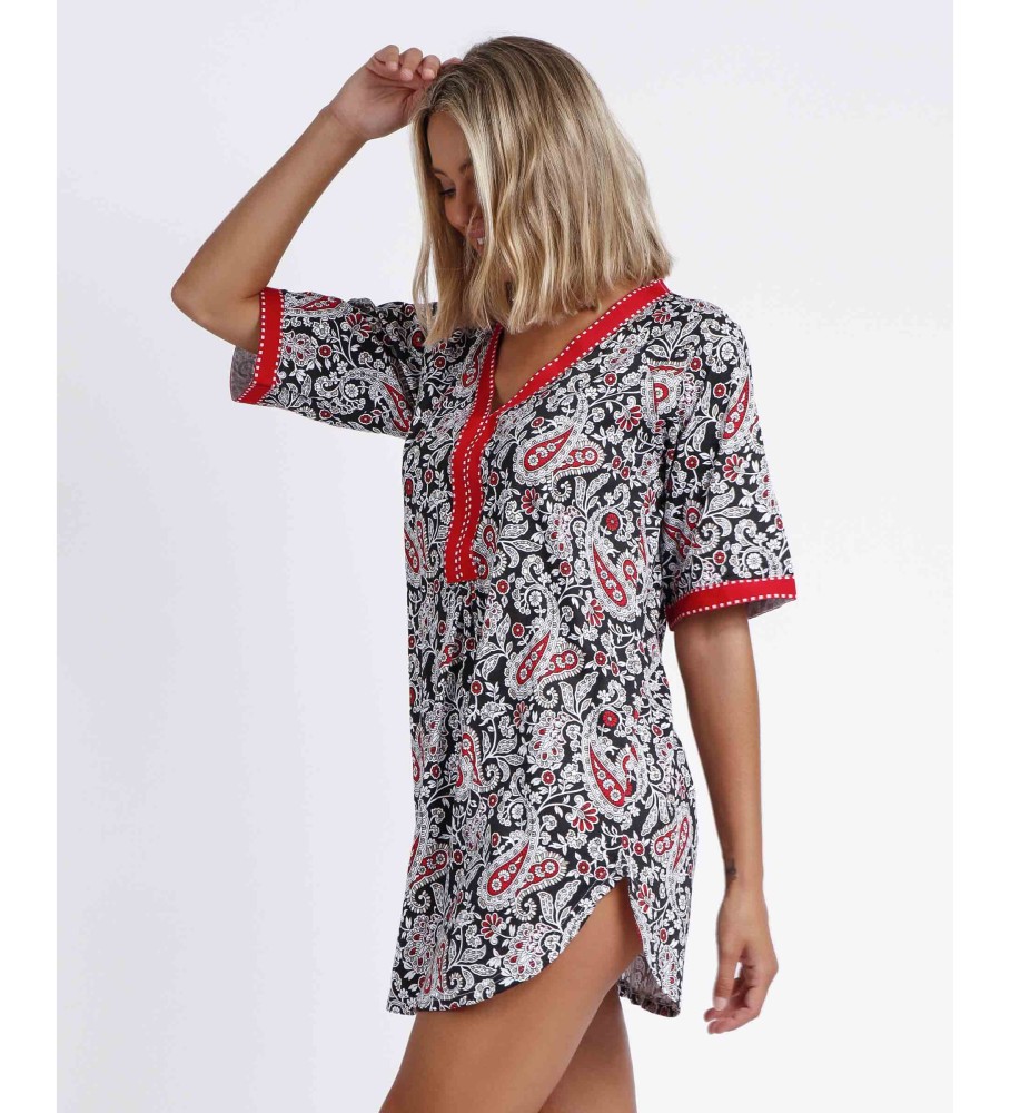 Vestido Kaftan Admas Caxemira Preto