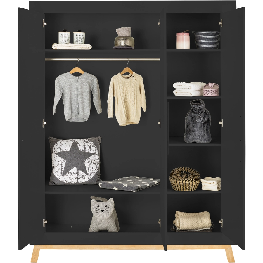 Schardt Kleiderschrank Miami Black Nature 3-türig