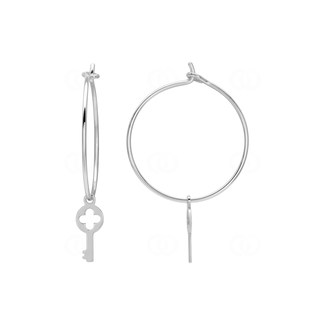 Ohrringe 925 Silber rhodiniert Schlüssel Ø 20mm