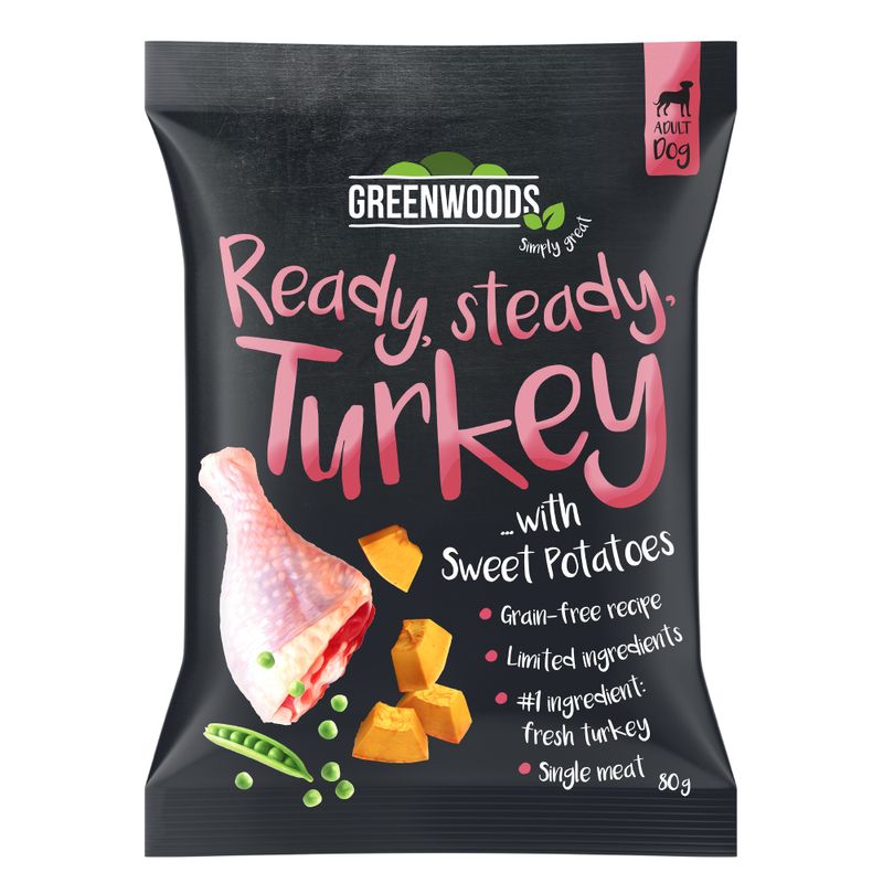 Greenwoods dinde, patates douces, petits pois, potiron pour chien