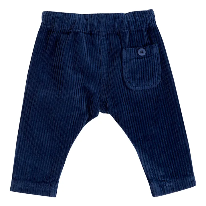 Emile et Ida Pantalon Velours Côtelé Boutonné | Bleu nuit