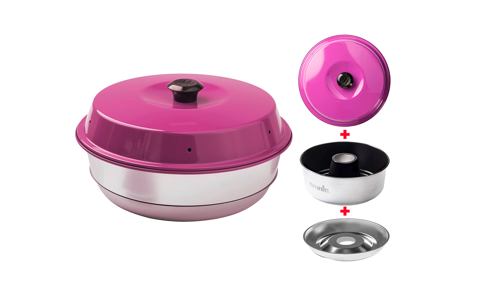 Omnia Campingbackofen Set 3-teilig mit Maxiform Antihaftbeschichtung 3 Liter Anthrazit