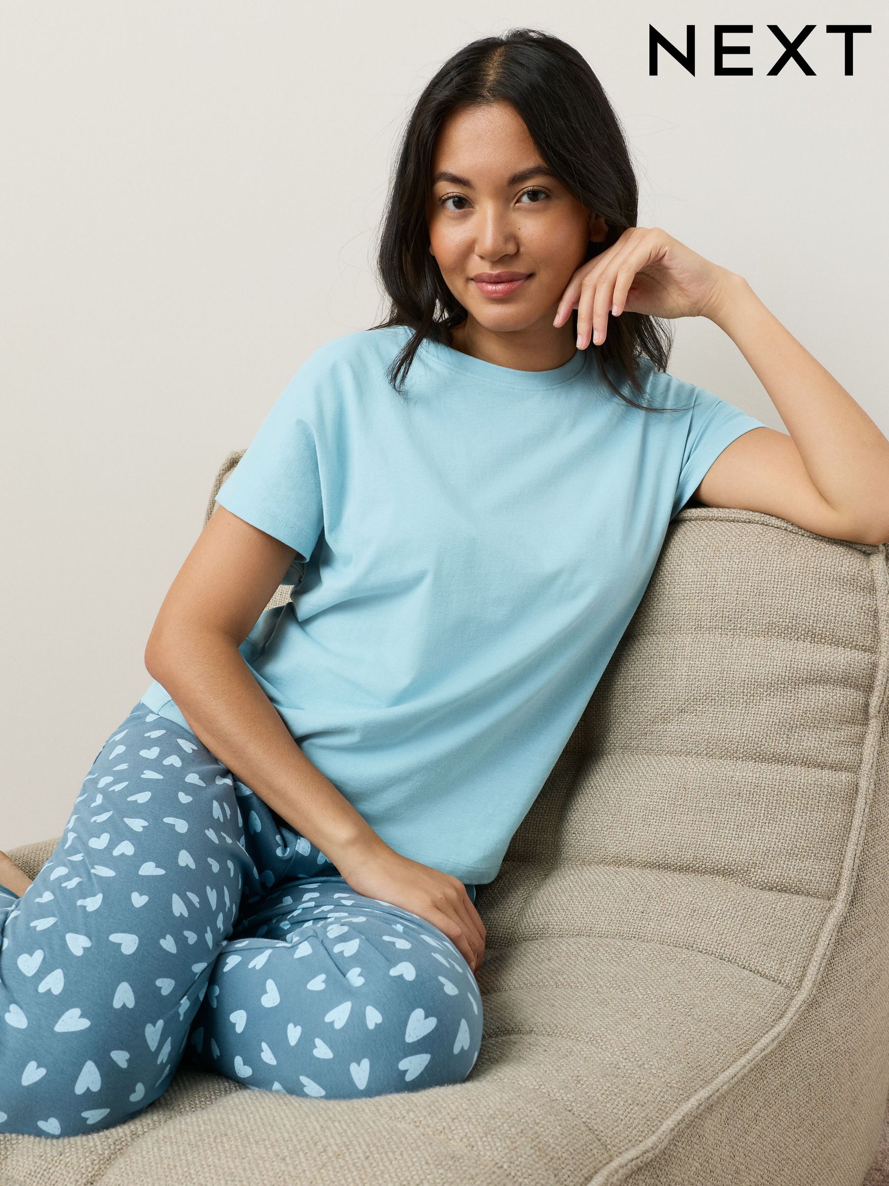 Blauw hart - Pyjama met korte mouwen