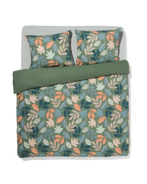 housse de couette flanelle 200x200/220 feuilles pastel